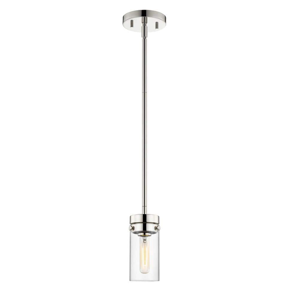 Nuvo Lighting Intersection 1 Light Mini Pendant Polished Nickel with Clear Glass - Polished Nickel