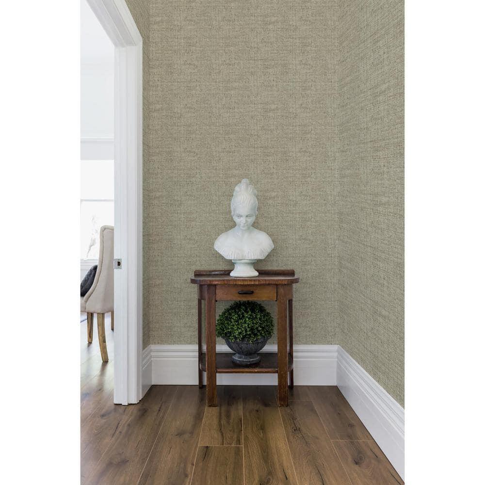 Greige Matte Grasscloth Pre-Pasted Paper Wallpaper Roll