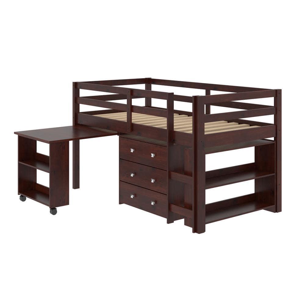 Donco Kids Study & Sleep Twin Cappuccino Low Loft Bed