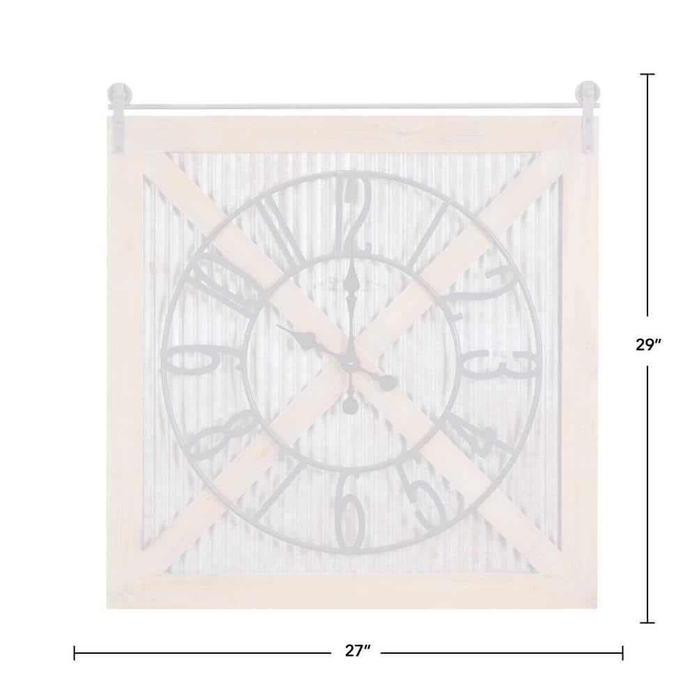 FirsTime & Co. Brown And Silver Fieldhaven Barn Door Wall Clock, Farmhouse, Analog, 27 x 2 x 29 in