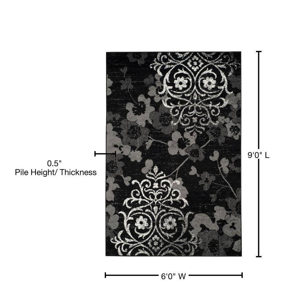 Adirondack ADR114 Machine Made Indoor Area Rug - Black/Silver - 6'x9' - Safavieh