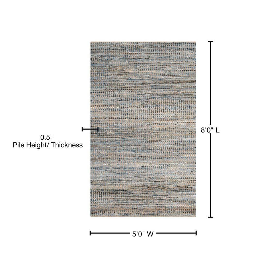 Cape Cod CAP352 Hand Woven Area Rug - Natural/Blue - 5'x8' - Safavieh.