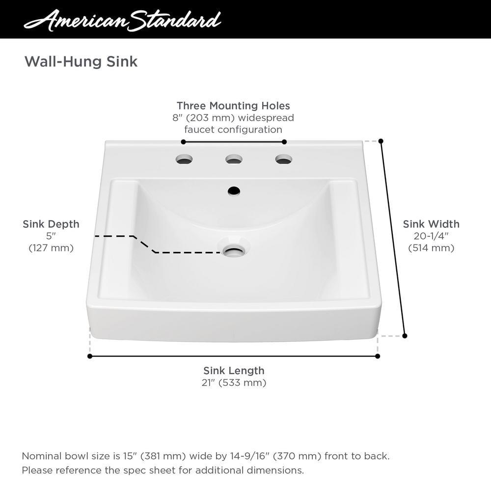 American Standard Decorum 20.25'' White Vitreous China Rectangular Bathroom Sink with Overflow