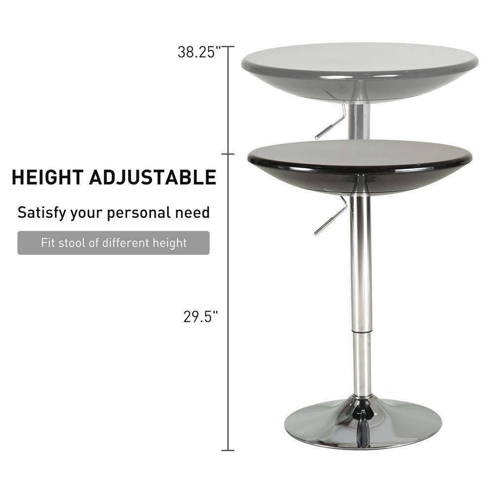 HOMCOM 24.5" Round Cocktail Bar Table Metal Base Tall Bistro Pub Desk Adjustable Counter Height Black Silver