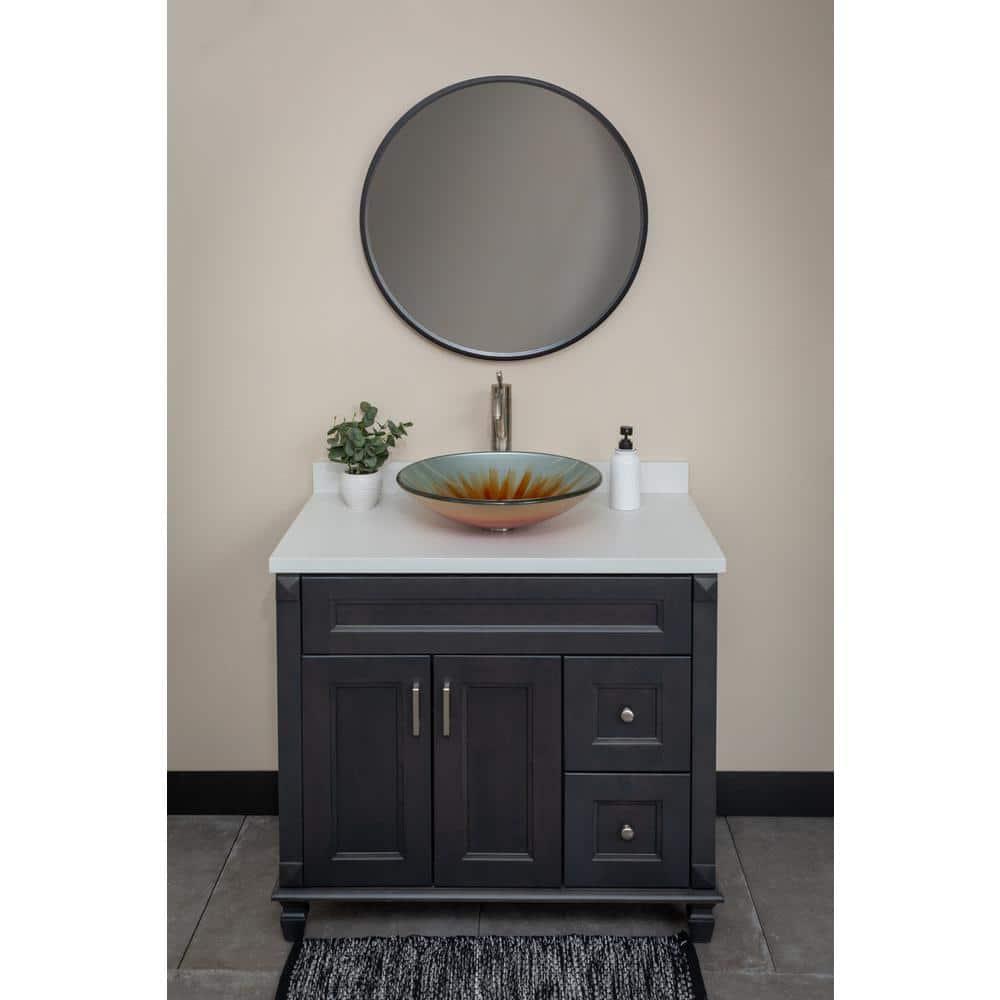 Eden Bath 18'' Orange Tempered Glass Circular Bathroom Sink