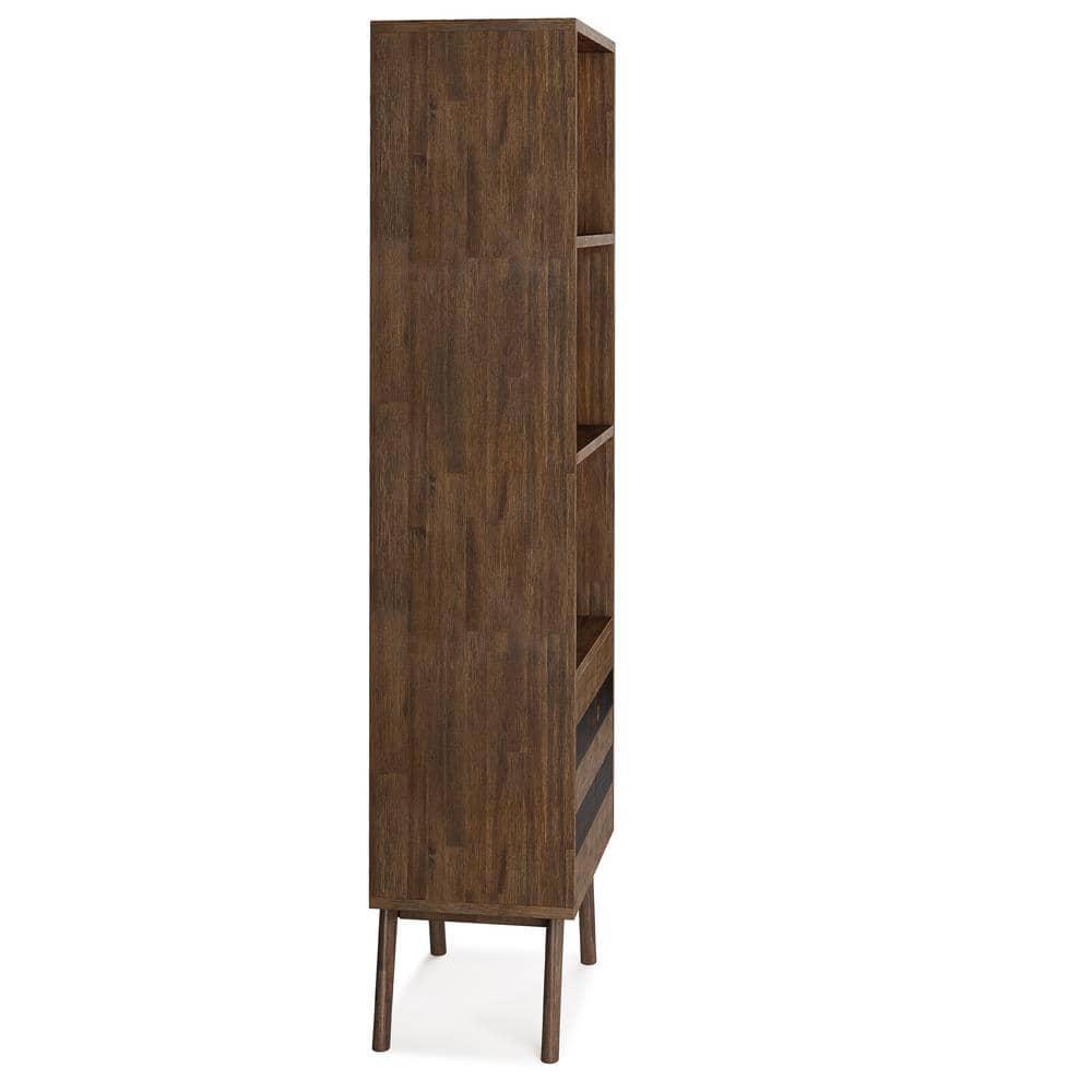 Simpli Home 22"W Solid Acacia 3 Shelf Contemporary Bookcase with Hidden Storage and Adjustable Shelves