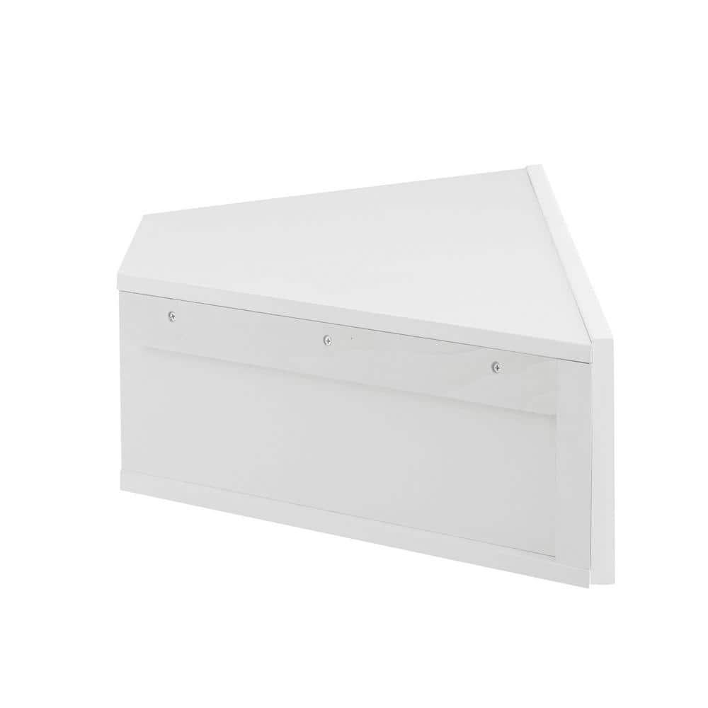 Furniture of America  Sukhumi Transitional 47-inch 3-Shelf Wall-Mounted Corner TV Console 3D Wavy Panel Door- White N/A Wood, Metal