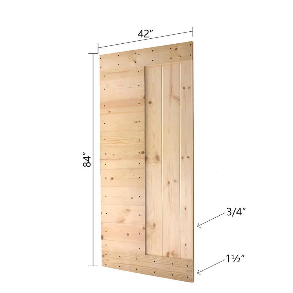 IsLife L Series Paneled Solid Wood Sliding Barn Door with Installation Hardware Kit -Assembly Needed