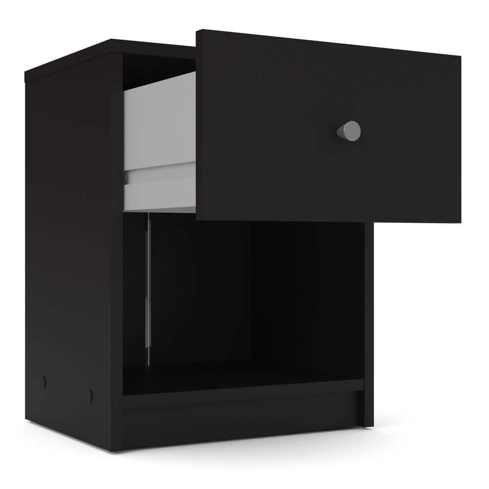 Tvilum Studio 1 Drawer and 1 Shelf Bedroom Nightstand for Adults, Black