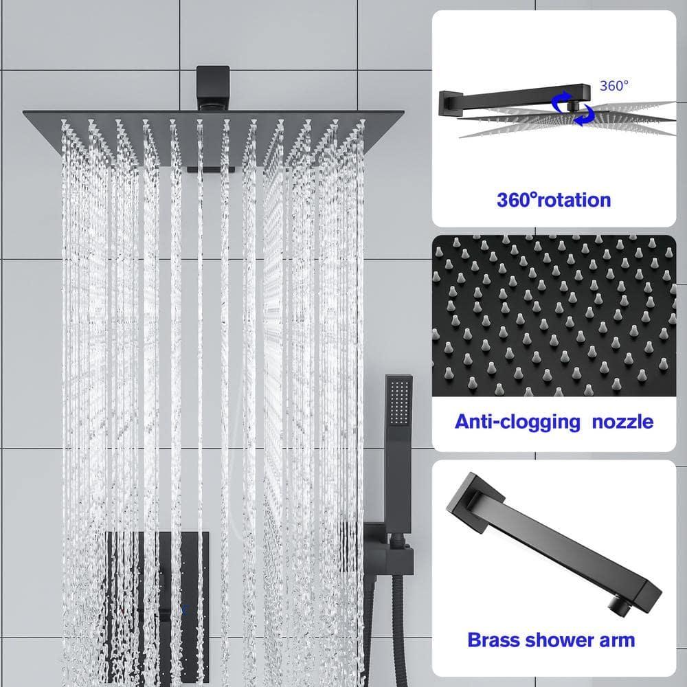 Lordear Bath Shower Faucet Set Tub Spout 10 inch Rain Shower Head with Handheld Shower System