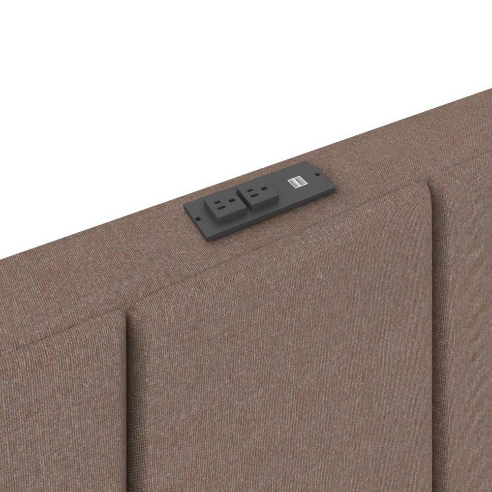 DHP Lamora Upholstered Wingback Bed with USB, Queen, Taupe Linen