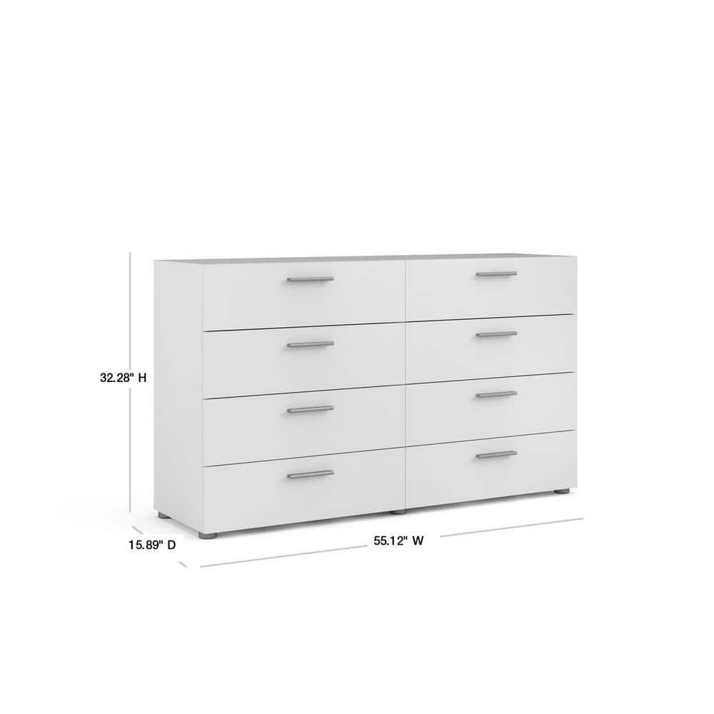 Tvilum Loft 8 Drawer Double Dresser for Adults, White