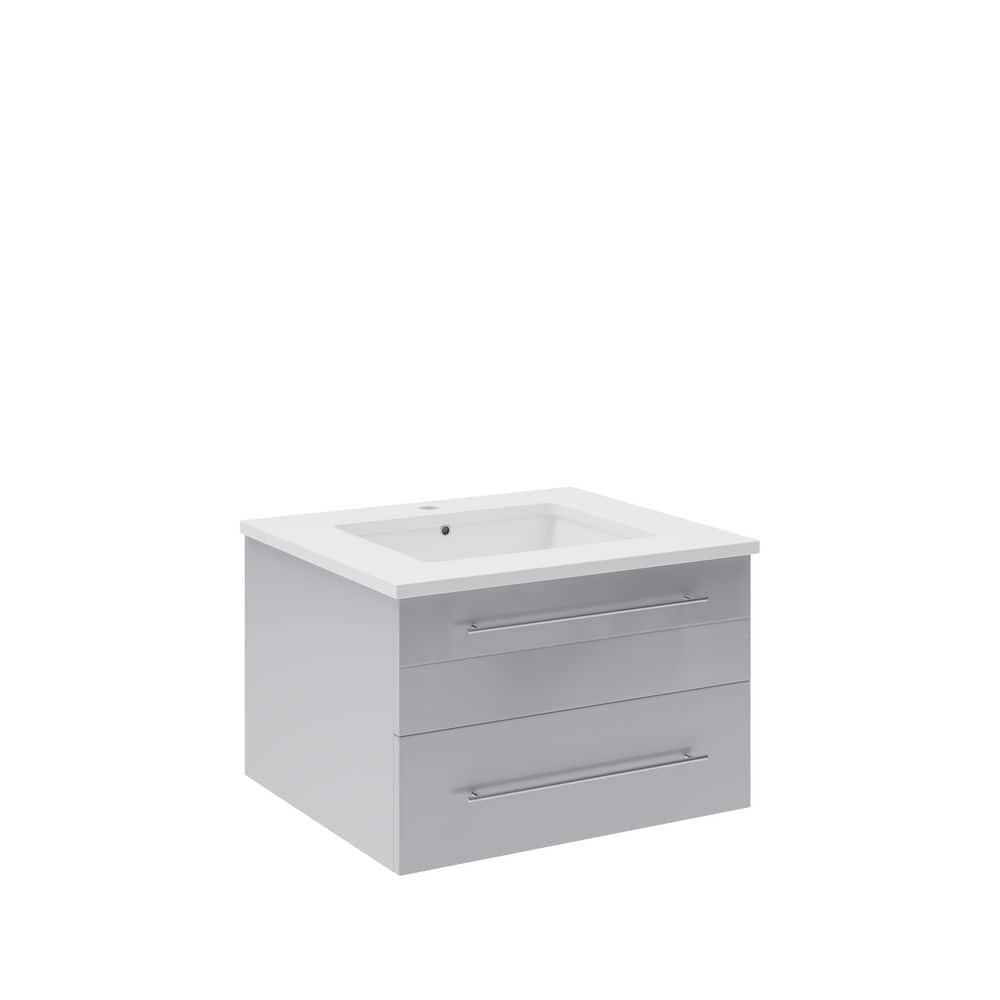 Lucera 24" Wall Mount Modern Single Sink Bathroom Vanity with Top and Undermount Sink