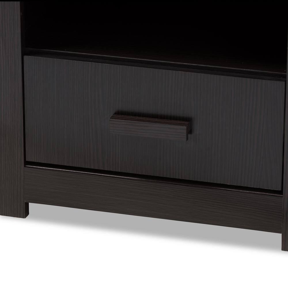 Bienna Modern and Contemporary 1 Drawer Nightstand: Bedside Storage, Wenge Finish - Baxton Studio