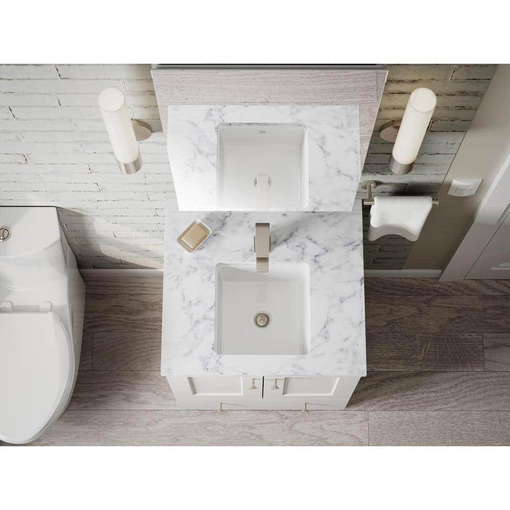 Verticyl Vitreous China Square Undermount Bathroom Sink with Overflow