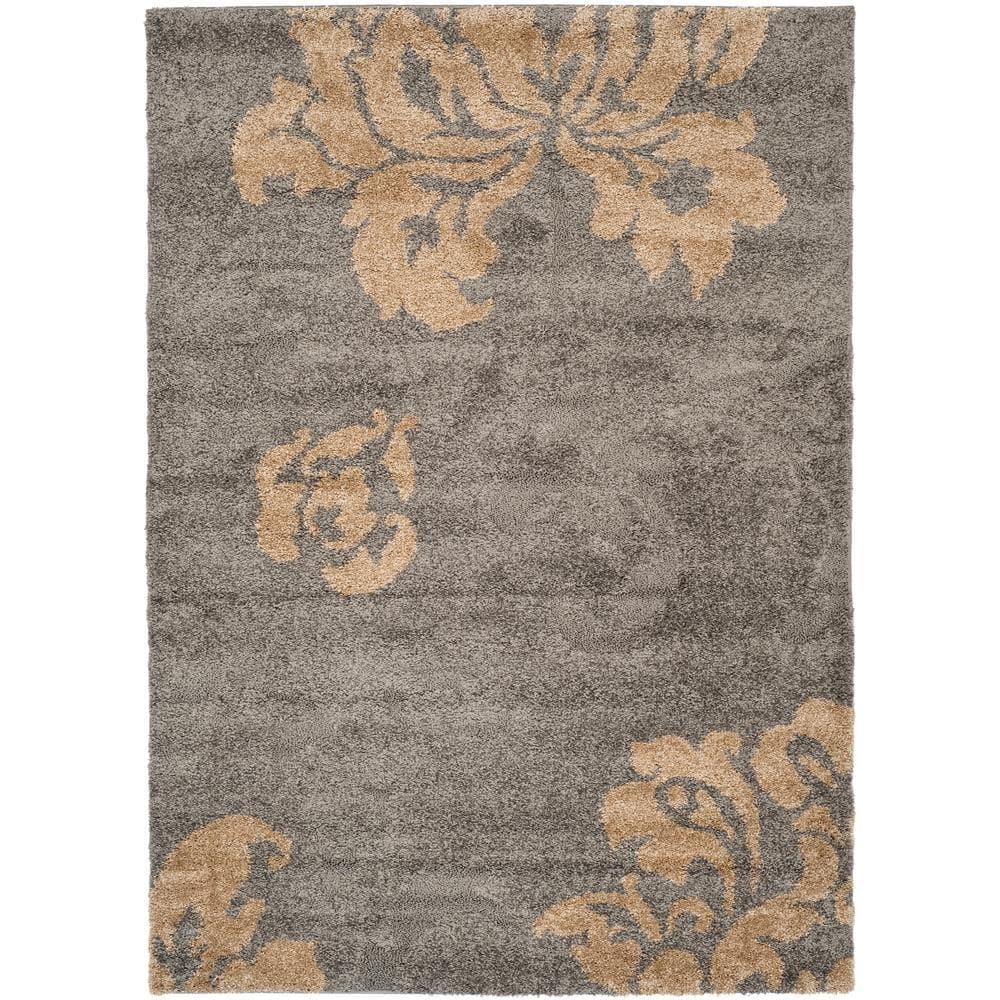 Florida Shag SG458 Power Loomed Indoor Area Rug - Grey/Beige - 5'3"x7'6" - Safavieh