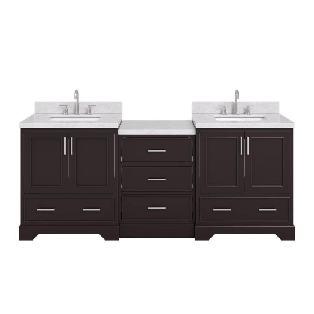 Ariel Stafford 85 in Double Sink Vanity Set in Espresso