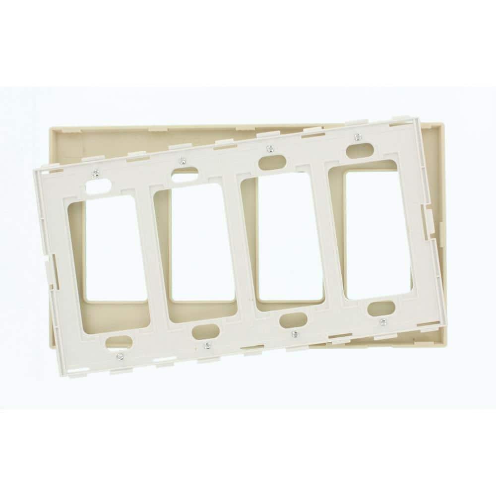 Light Almond 4-Gang Screwless Polycarbonate Wallplate