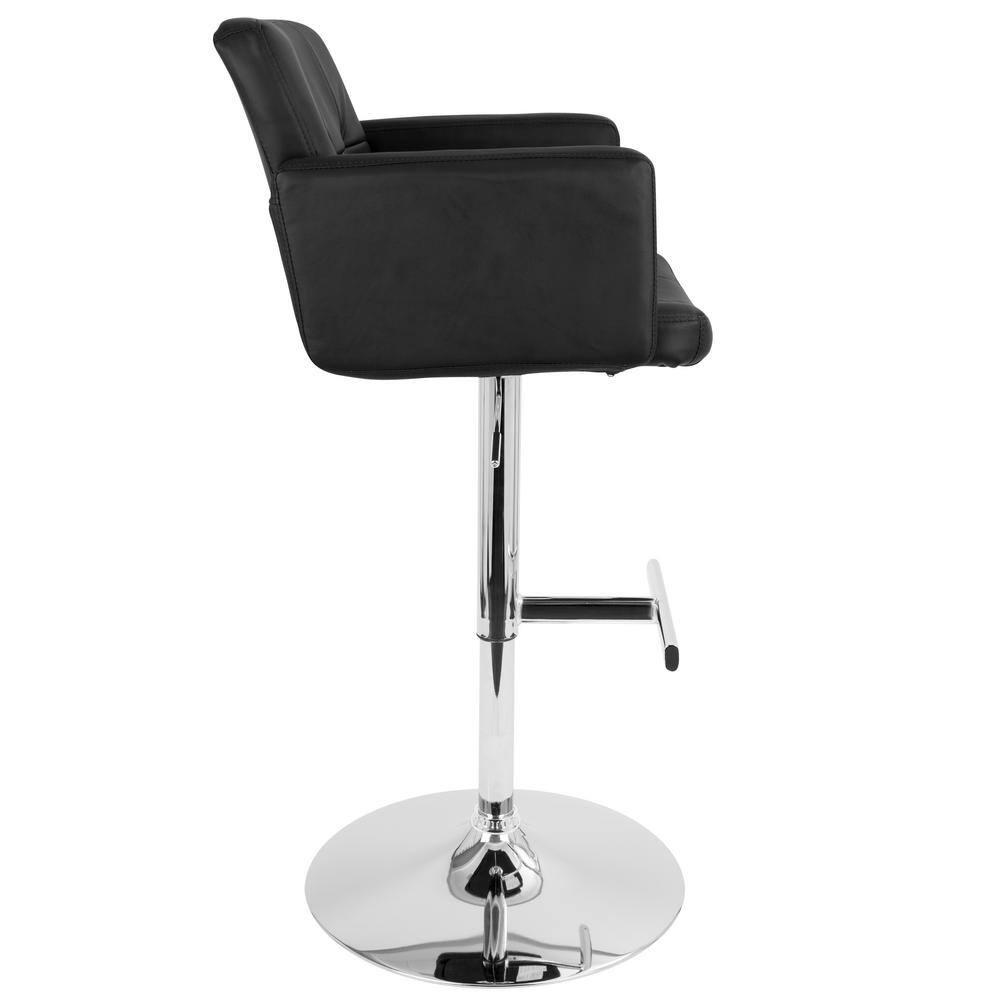 32" Stout Barstool Metal Black - LumiSource: Chrome Base, Adjustable, Swivel, Upholstered