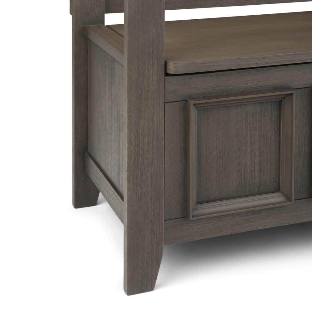 Simpli Home Amherst 48"W Solid Wood Entryway Storage Bench with Lift-Top Lid and Dual Compartments