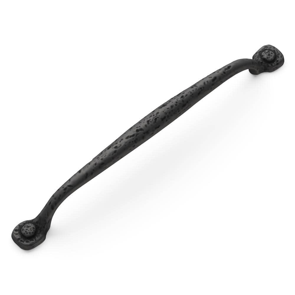 Hickory Hardware 1 Pack Solid Core Kitchen Cabinet Pulls, Luxury Cabinet Handles, Hardware for Doors & Dresser Drawers, 8-13/16 Inch (224mm) Hole Center, Black Iron, Refined Rustic Collection