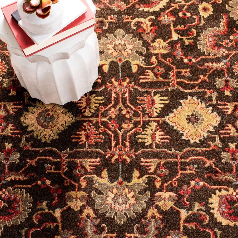 Mahal Brown and Beige Synthetic Floral 2' x 4' Area Rug