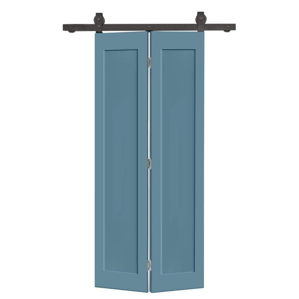 Calhome 1 Panel Shaker Composite Bi-Fold Door with Sliding Barn Door Hardware Kit