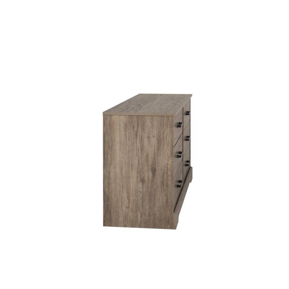 Prepac Rustic Ridge Farmhouse 6 Drawer Bedroom Dresser Brown