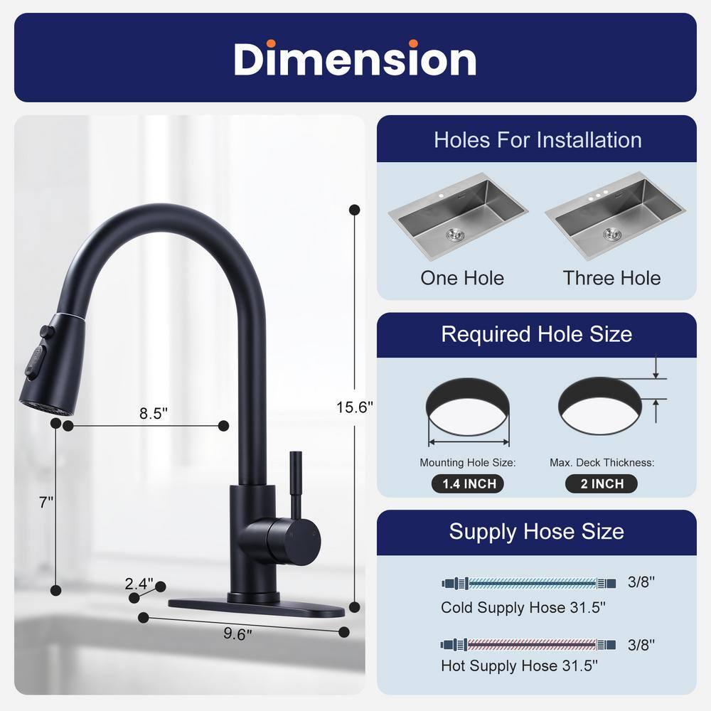 ARCORA ARCORA Stainless Steel  Single Handle Pull-Down Sprayer Kitchen Faucet Set with Touchless Sensor AR7100301B-DC