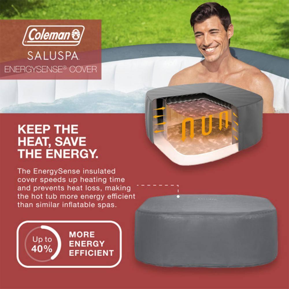 Bestway Coleman Hawaii AirJet Inflatable Hot Tub with EnergySense Cover, Grey + Bestway SaluSpa Spa Seat + Bestway SaluSpa Pillows