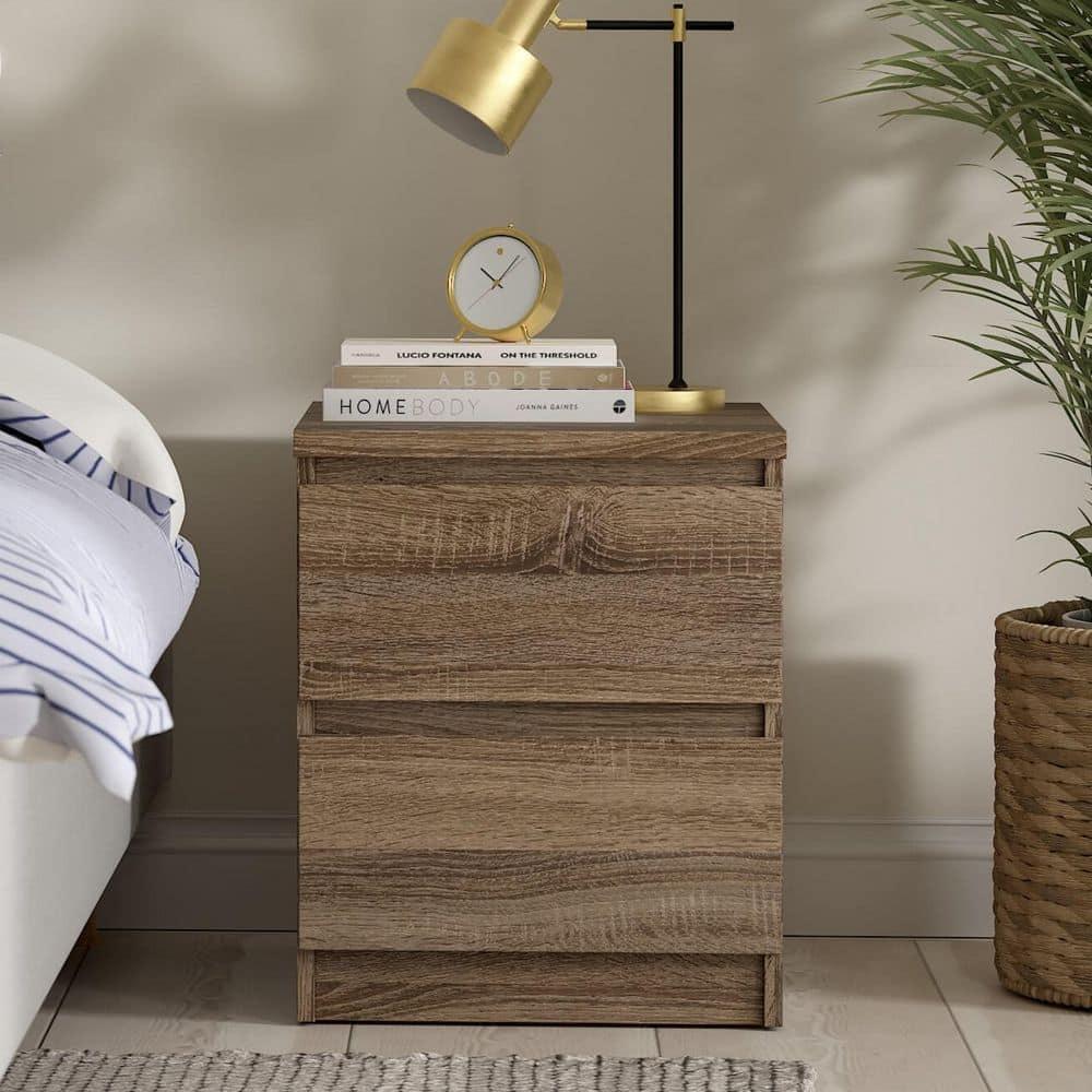 Tvilum Scottsdale 2 Drawer Bedroom Nightstand for Adults, Truffle Oak