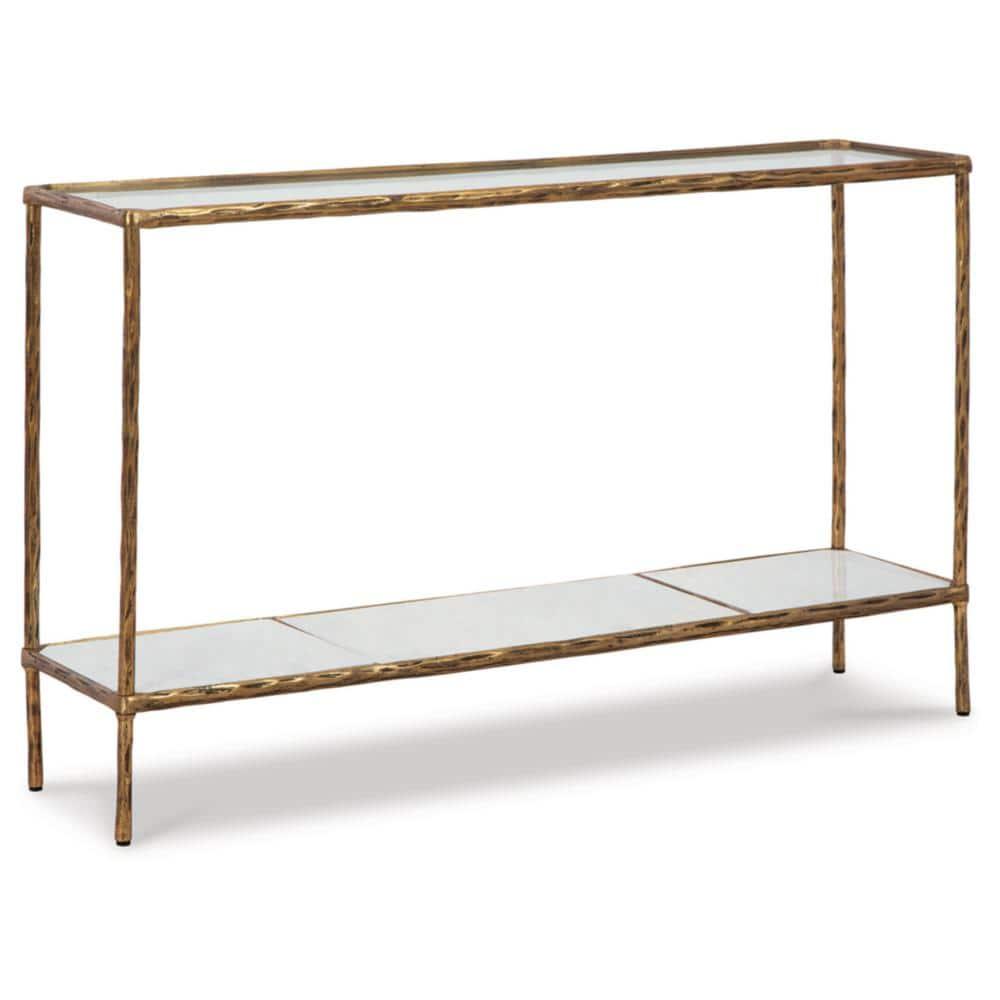Signature Design by Ashley Casual Ryandale Console Sofa Table, Antique Brass Finish