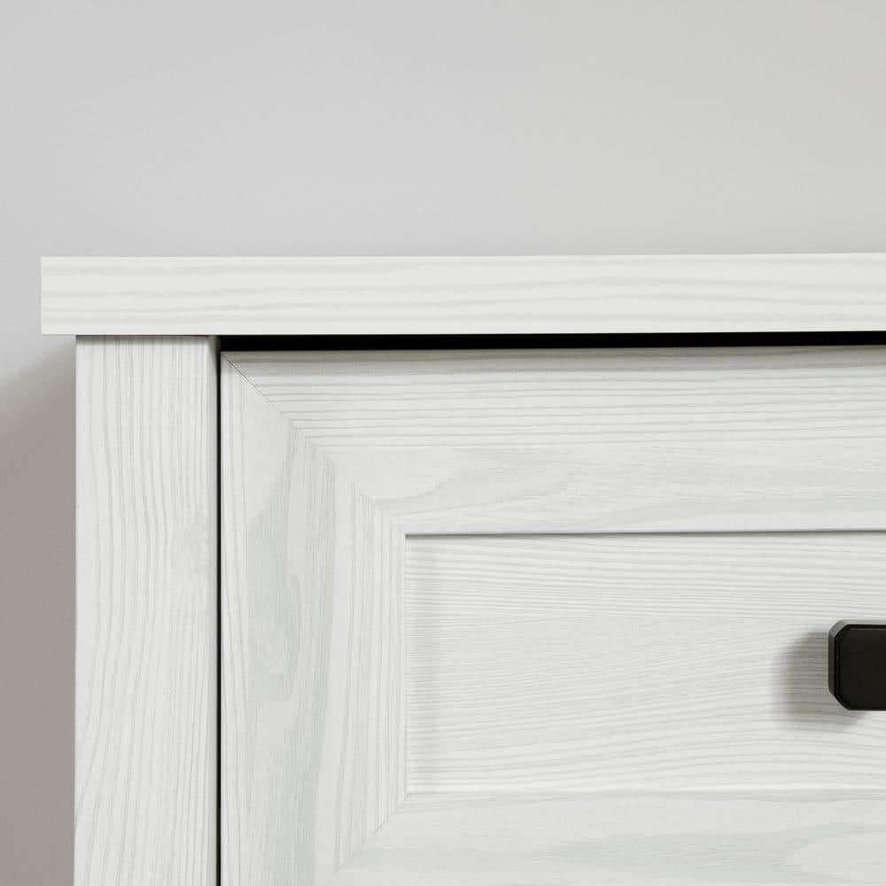 Farnel End Table White Pine - South Shore: Elegant Accent Furniture with Storage Drawer & Shelf