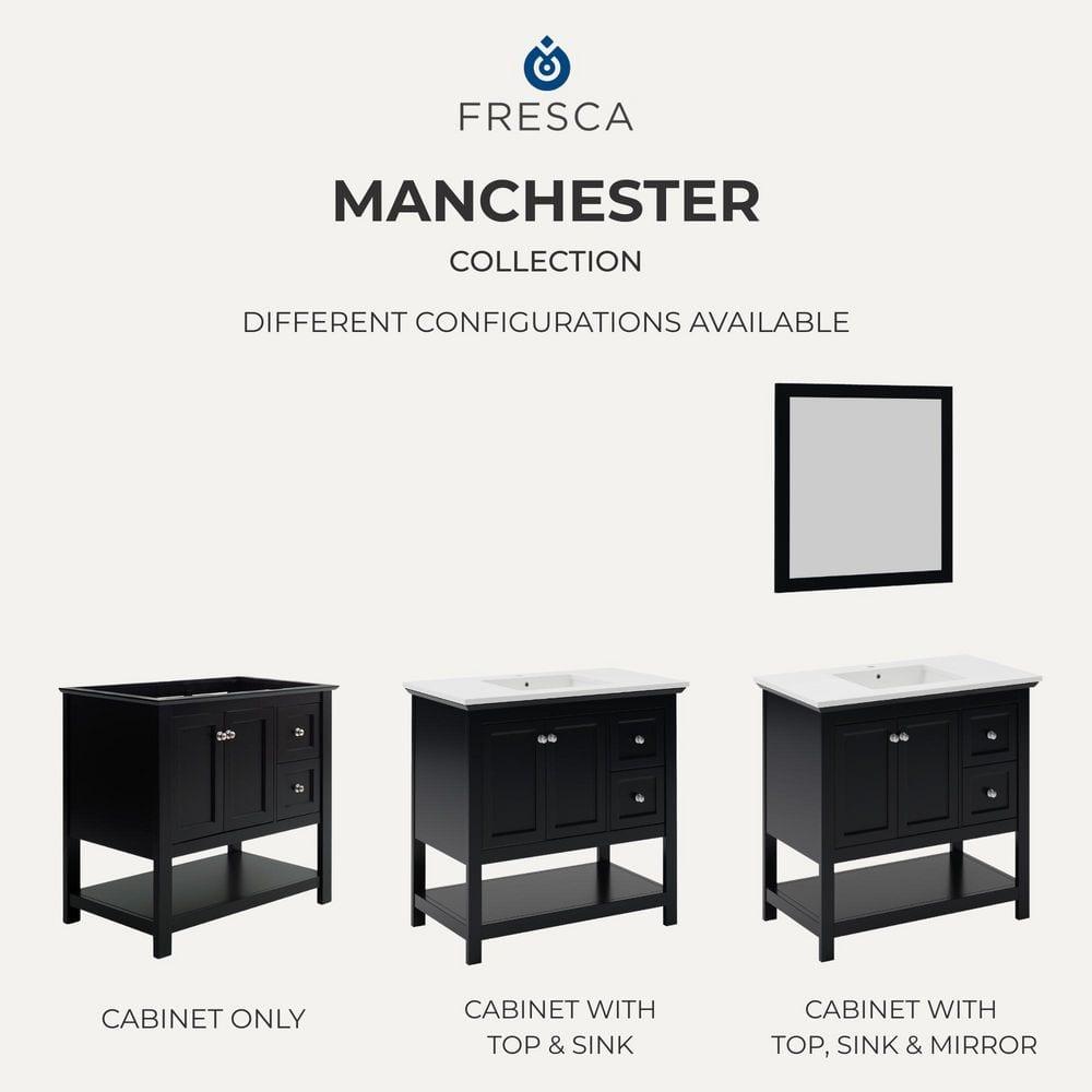 Fresca Manchester 42-in Black Undermount Single Sink Bathroom Vanity with White Quartz Top