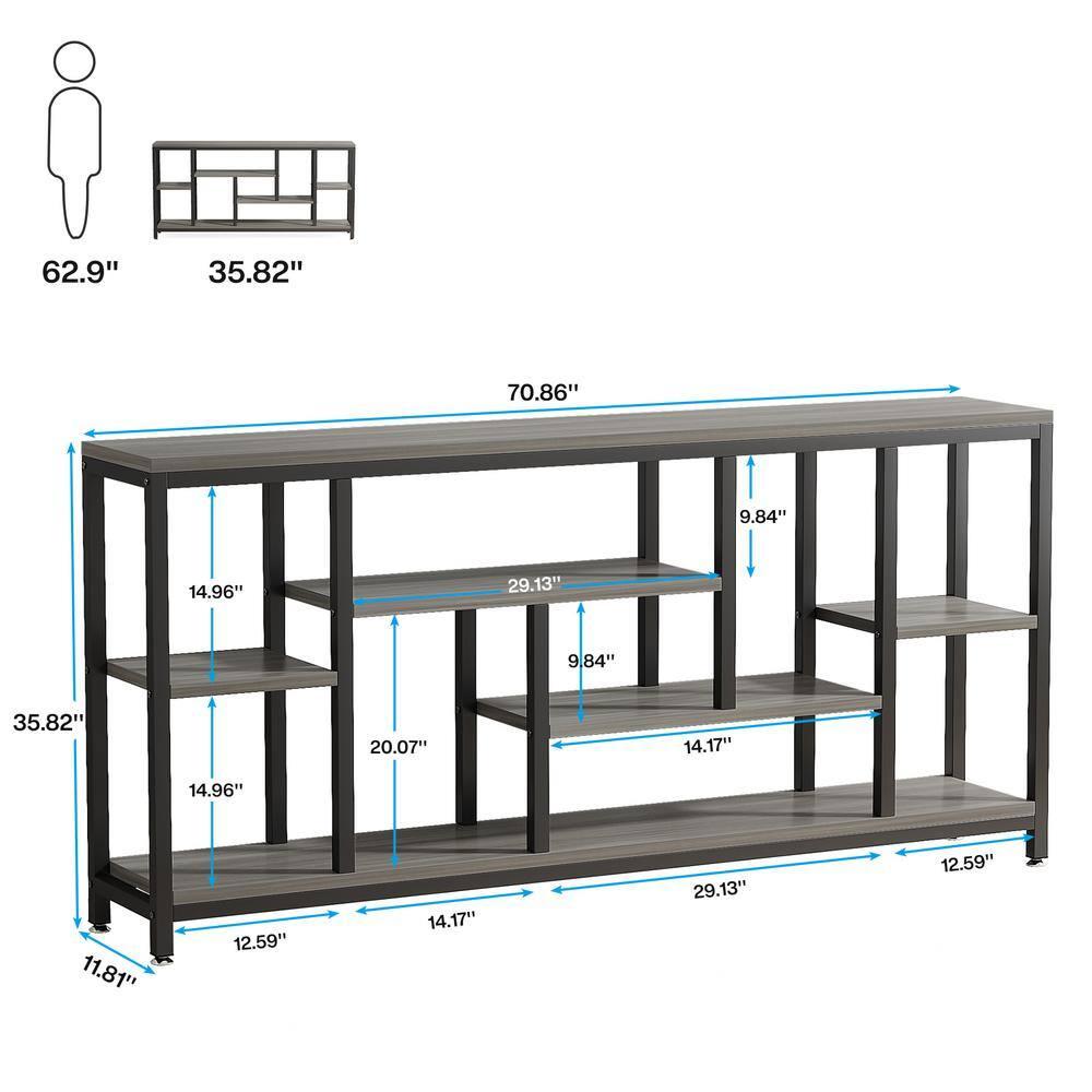 Hommoo 70.9" Console Table with Storage Shelves Gray
