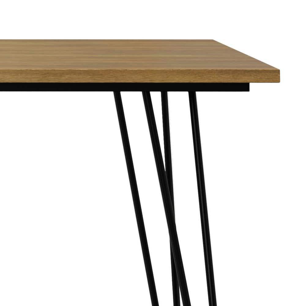 Hunter 66"W Solid Mango Wood Dining Table, Industrial Style with Hairpin Legs, Seats 6