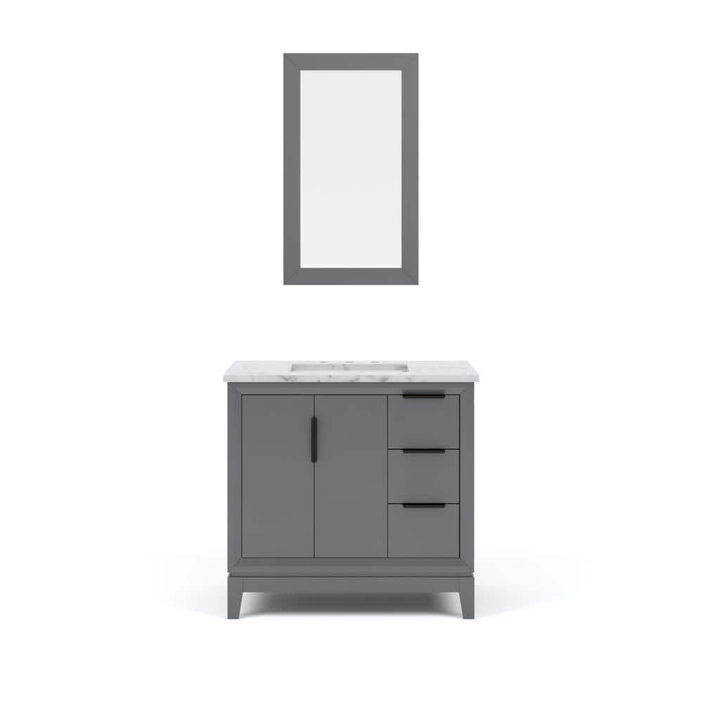 Elizabeth Collection 36 in. Bath Vanity in Cashmere Grey With Vanity Top in Carrara White Marble - With Mirror(s)