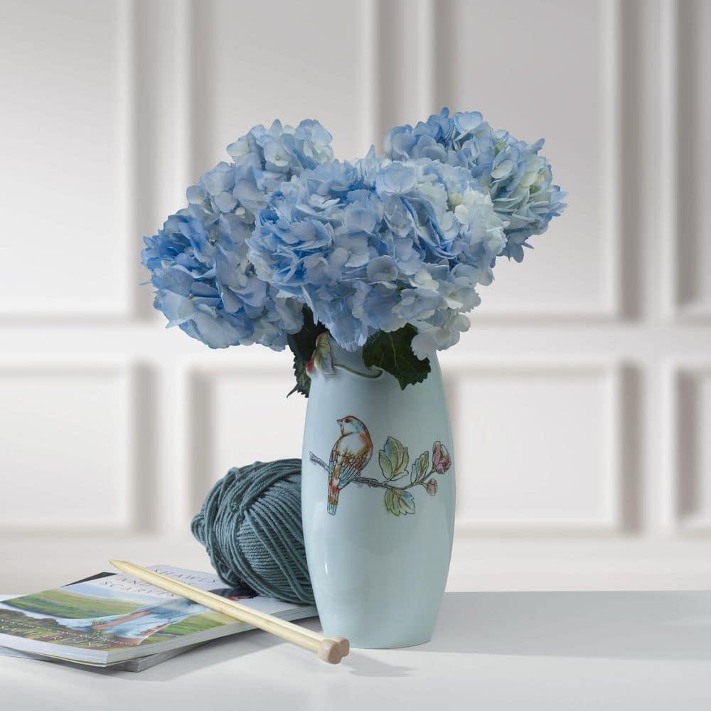 10.25 in. English Garden Blue Ceramic Flower Vase