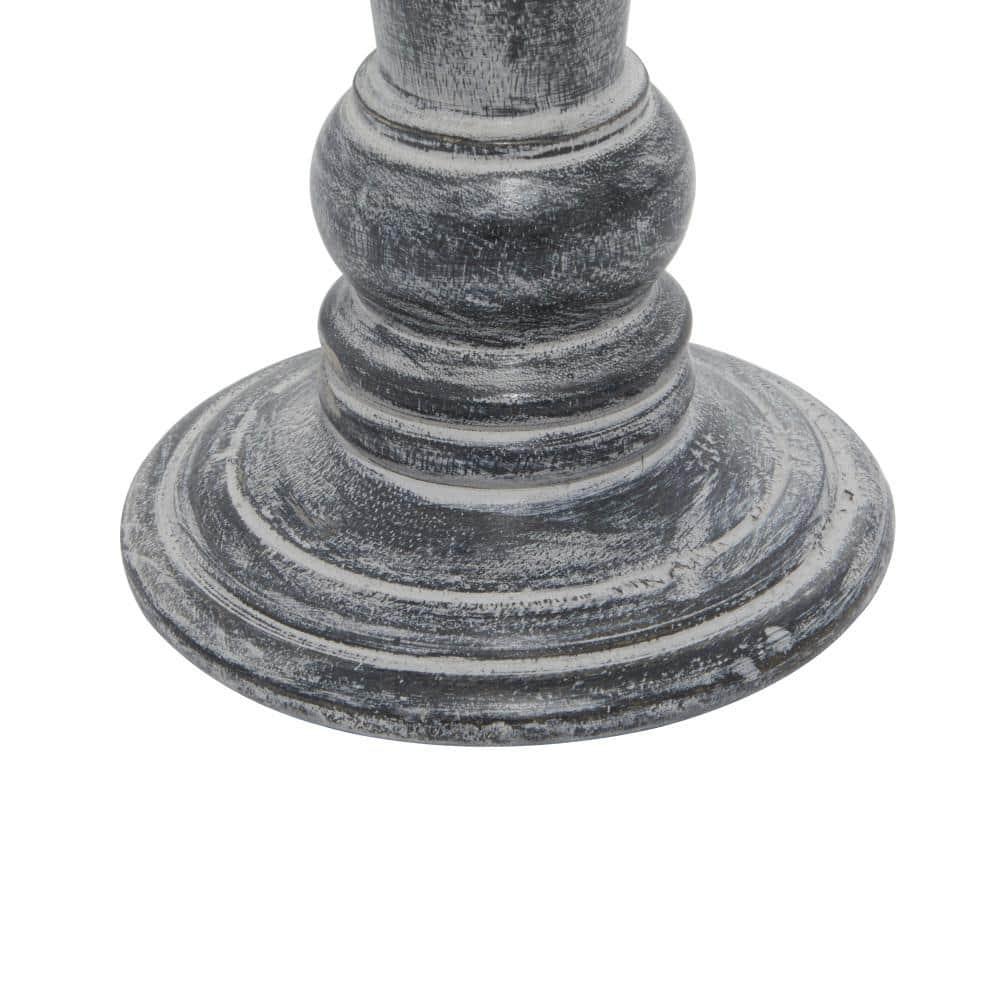 DecMode 3 Candle Black Mango Wood Candle Holder, Set of 3