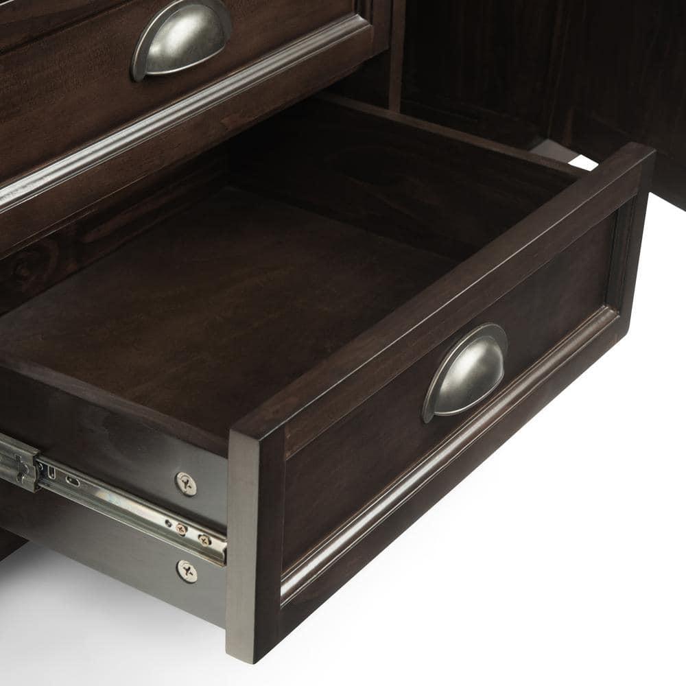 Simpli Home Burlington 72"W Solid Wood TV Stand for TVs up to 80" with 4 Cabinets