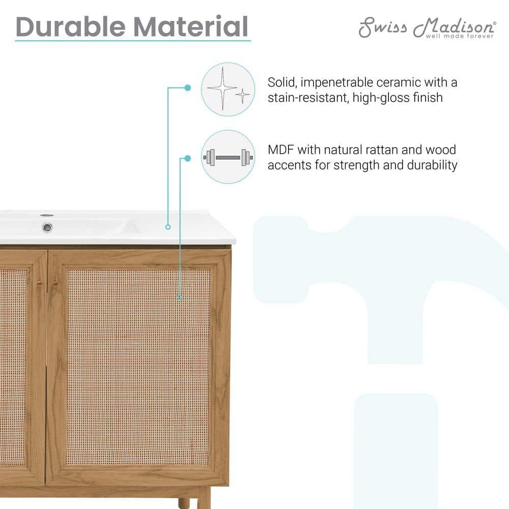 SM-BV663 Classe 36" Freestanding Bathroom Vanity in Golden Oak with Sink Top