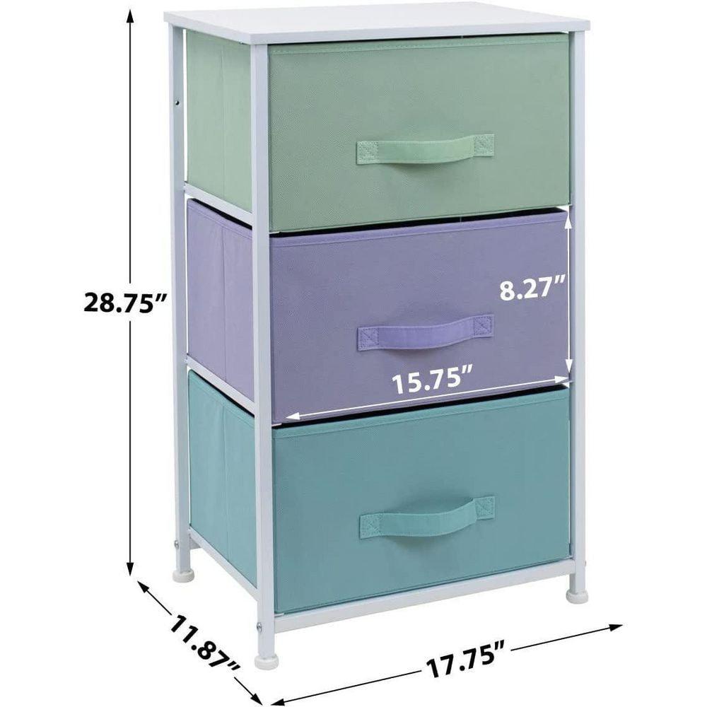 Sorbus Sorbus 3 Drawers Nightstand with Steel Frame and Wood Top in Pastel