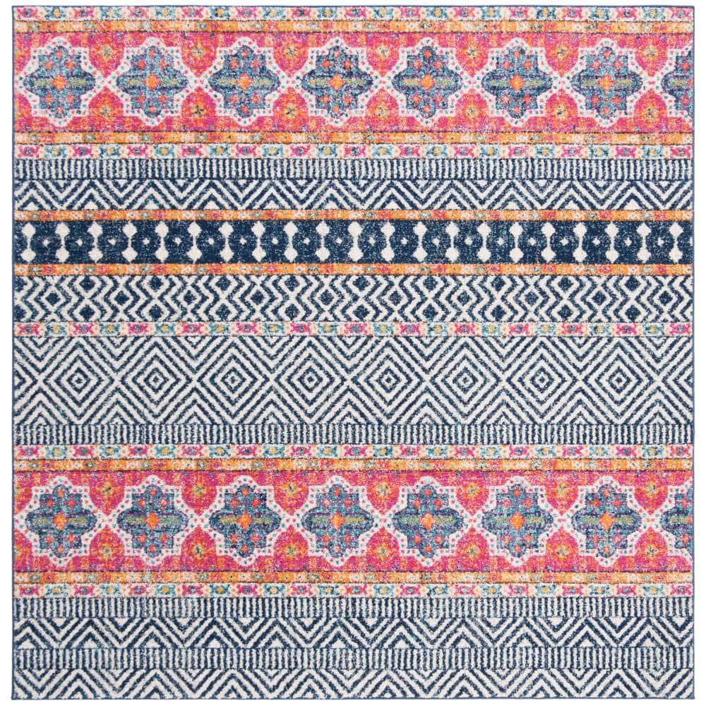 Madison MAD797 Power Loomed Indoor Area Rug - Navy/Ivory - 6'7"x6'7" - Safavieh.