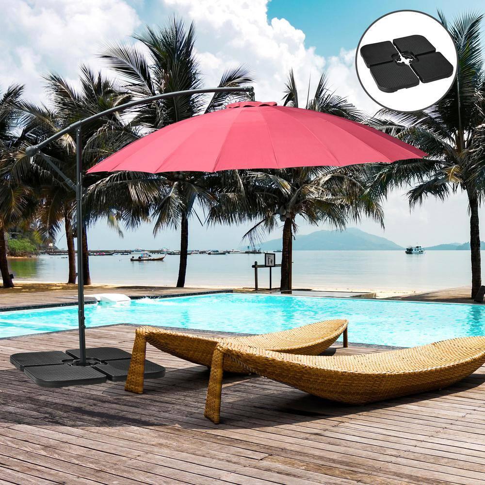 Outsunny 175 lb Black Plastic Patio Umbrella Base, Waterproof(4 Count)