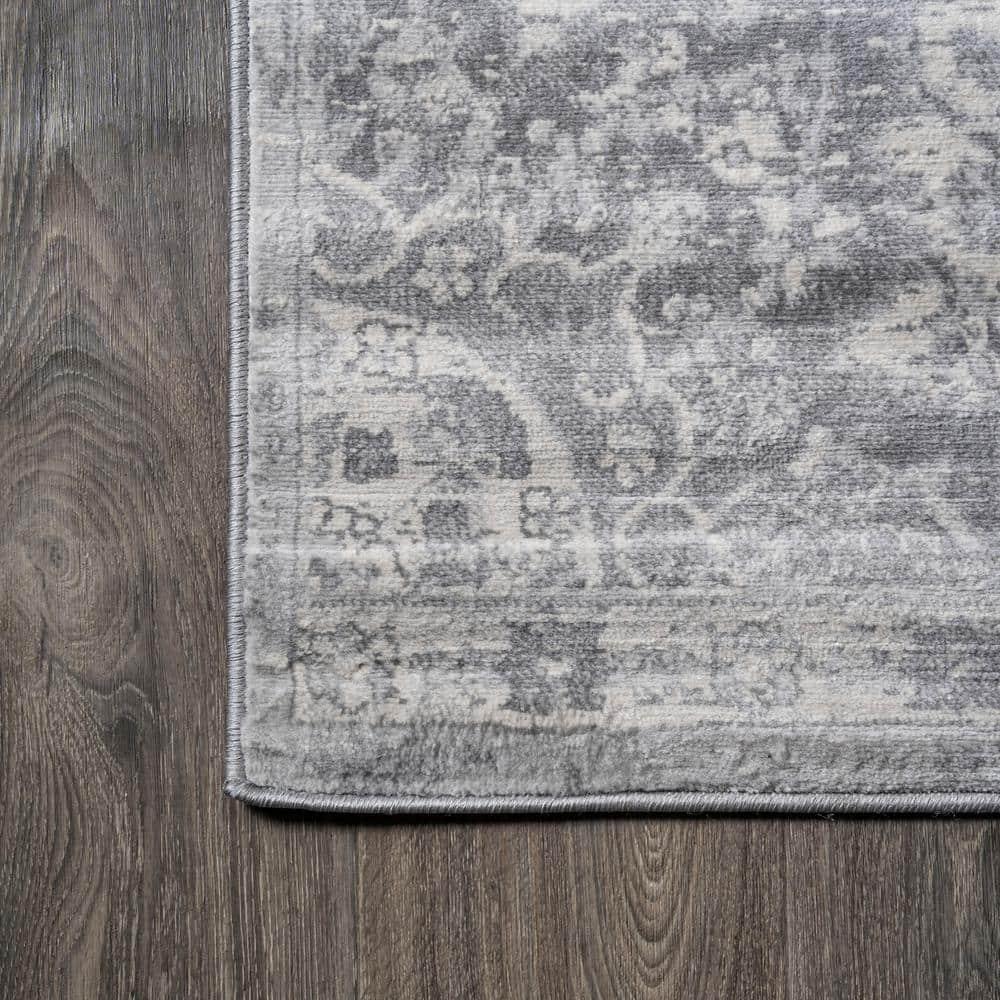 6' x 6' Modern Persian Vintage Moroccan Medallion Area Rug, Light Gray - JONATHAN Y