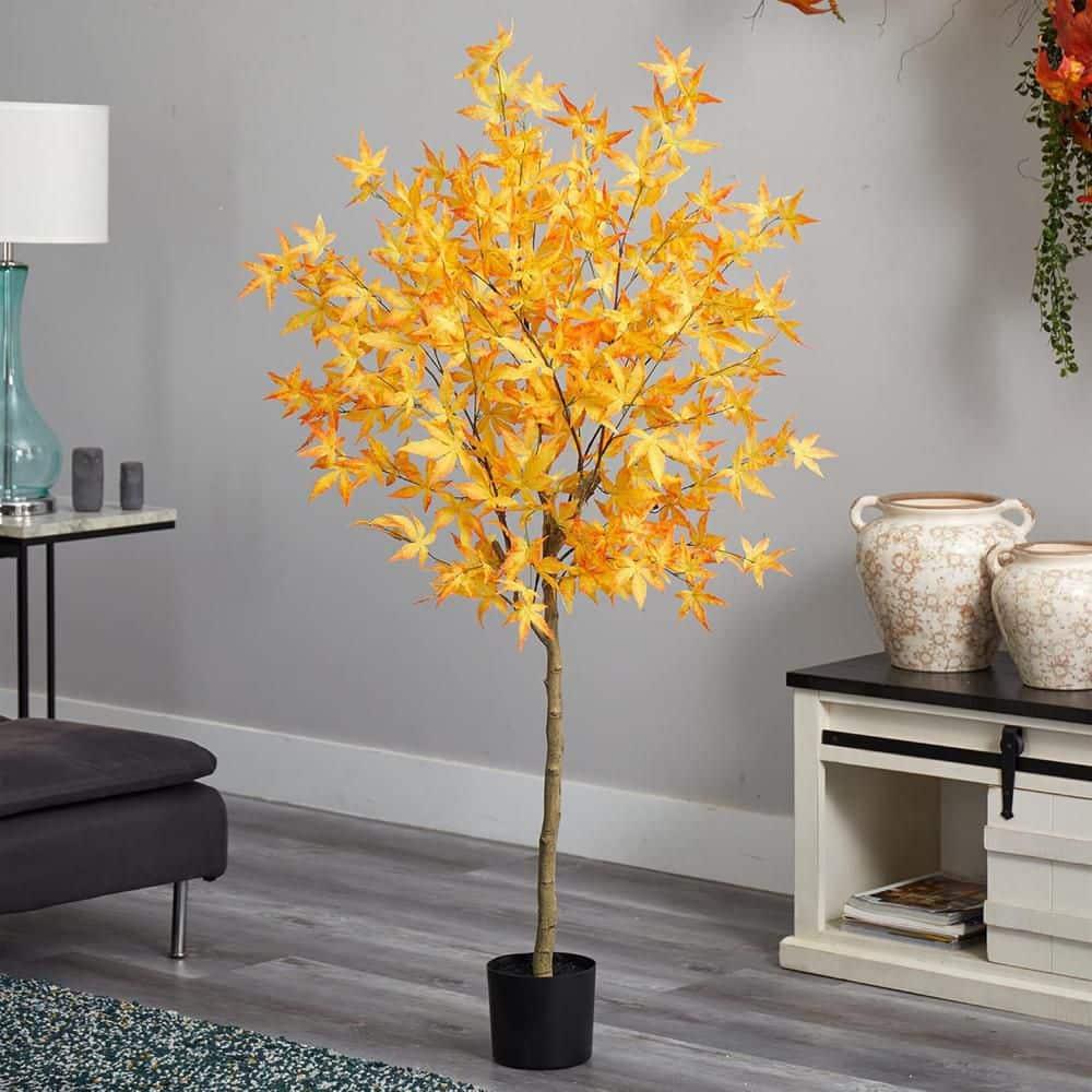Nearly Natural 5-ft Autumn Maple Artificial Fall Tree