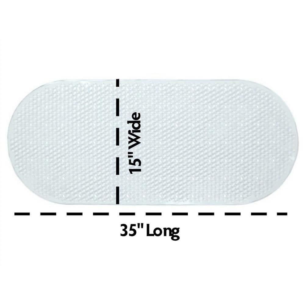 SlipX Solutions Clear Vinyl Non-Slip Bath Mats, 15" x 35"