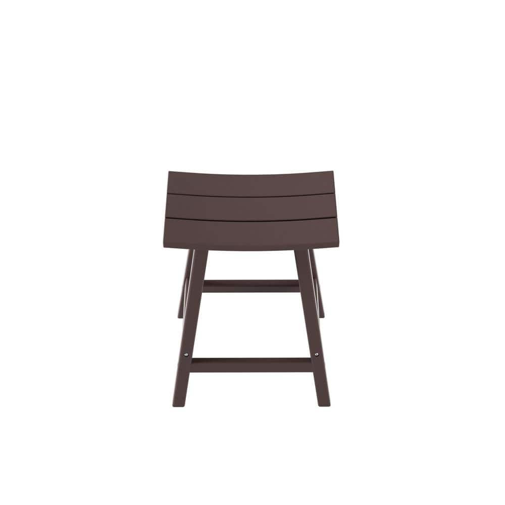 Polytrends  Laguna Hdpe All Weather Outdoor Patio 24" Saddle Seat Counter Stool Dark Brown