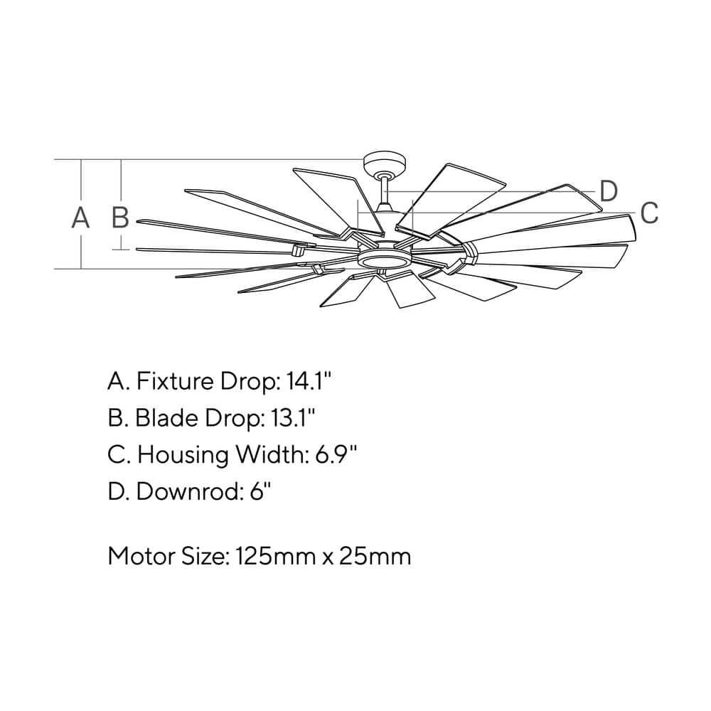 Monte Carlo Prairie Prairie 62" 14 Blade Indoor / Outdoor Dc Ceiling Fan - Grey