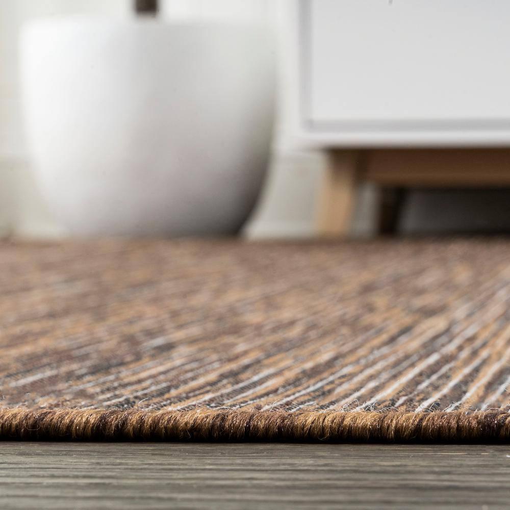 8'x10' Ethan Modern Flatweave Solid  Area Rug, Brown - JONATHAN Y